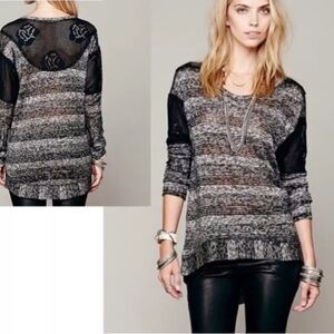 EUC We The Free Holy Stripes Black Sweater